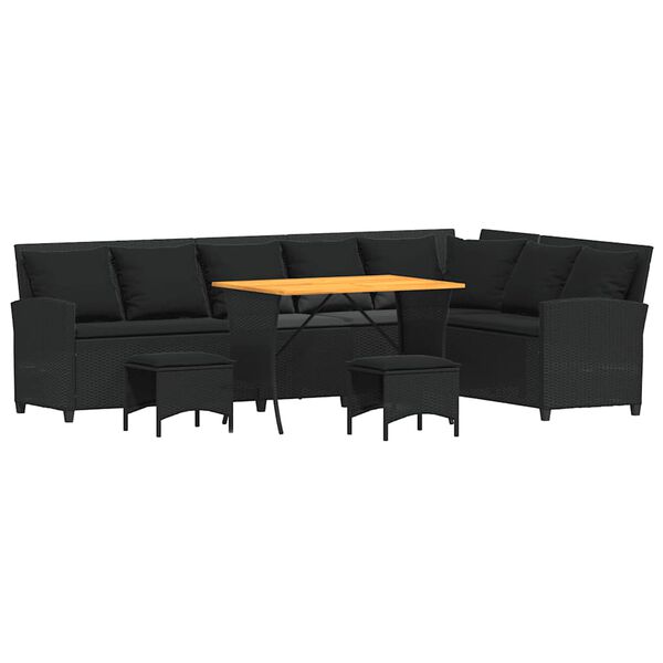 vidaXL Set canapea de grădină 4 piese cu perne, &icirc;n formă de L negru
