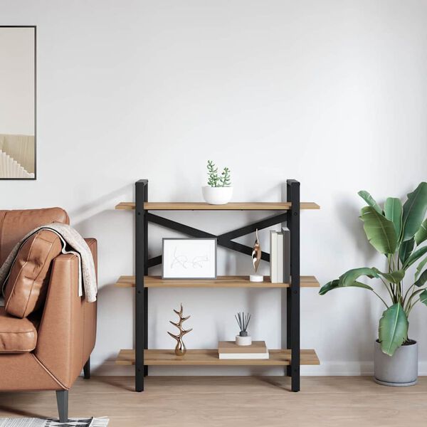 vidaXL Raft pentru cărți Stejar Artizanal 100 x 33,5 x 102 cm