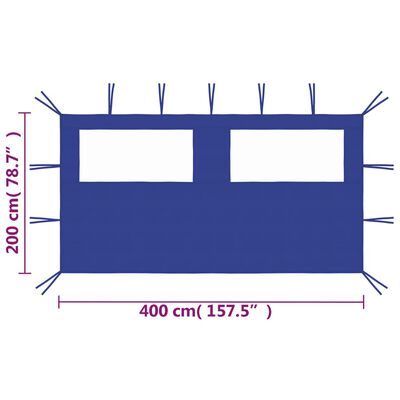 vidaXL Perete lateral foișor cu ferestre, 4x2 m, albastru
