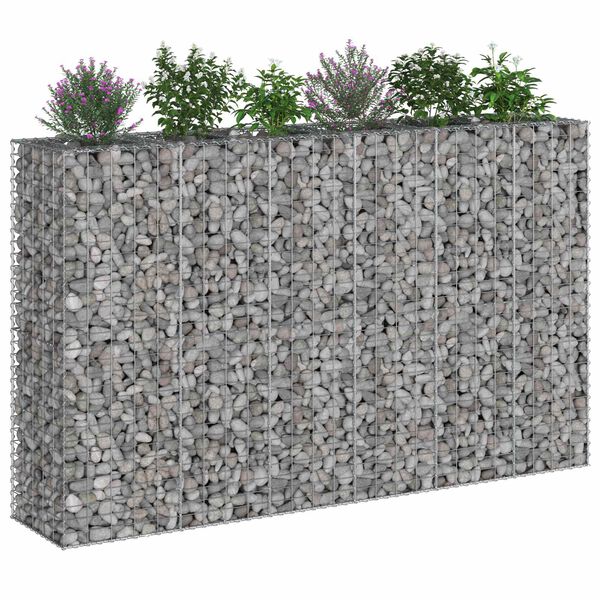 vidaXL Pat ridicat din gabion 3 pcs Argintiu 250 x 50 x 150 cm