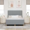 vidaXL Cadru de pat cu headboard Gri deschis 140 x 200 cm țesătură