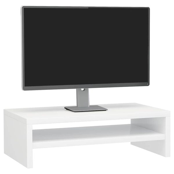 vidaXL Suport monitor, alb extralucios, 42x24x13 cm, lemn prelucrat