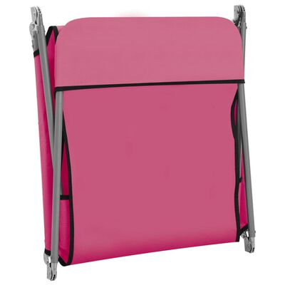 vidaXL Șezlonguri pliabile, 2 buc., roz, oțel & material textil