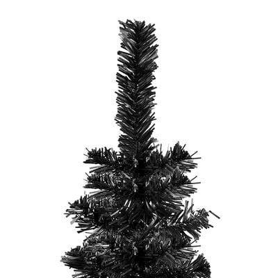 vidaXL Brad de Crăciun pre-iluminat slim, negru, 120 cm