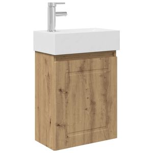 vidaXL Unitate de baie cu robinet Stejar Artizanal 45,5 x 22,5 x 84 cm
