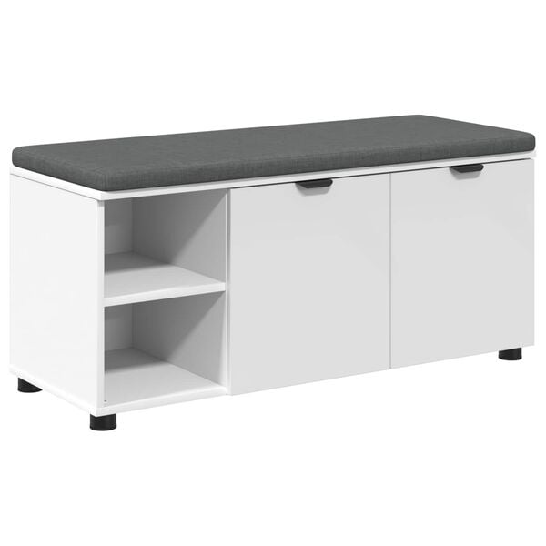 vidaXL Bancă pentru hol cu pernă cu raft cu ușă Alb 100 x 38 x 46 cm