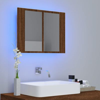 vidaXL Dulap cu oglindă & LED stejar maro 60x12x45 cm lemn compozit