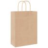 vidaXL Pungi de h&acirc;rtie 250 buc cu m&acirc;nere maro 26x12x35 cm