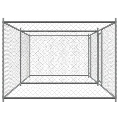 vidaXL Cușcă pentru câini cu uși, gri, 4x2x1,5 m, oțel galvanizat