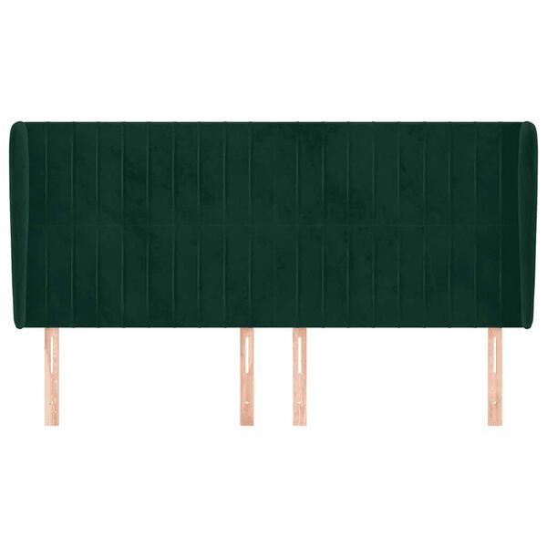 vidaXL Tăblie pat cu aripioare verde &icirc;nchis 163x23x118/128 cm catifea
