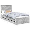 vidaXL Cadru de pat Gri din beton 90 x 190 cm Lemn Ingineresc
