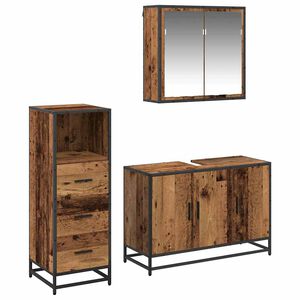 vidaXL Set de mobilier pentru baie 3 pcs Lemn Vechi Lemn compozit