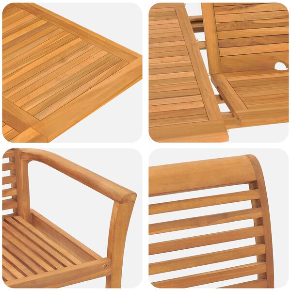 vidaXL Set de masă pentru grădină 5 pcs Maro Lemn solid de tec