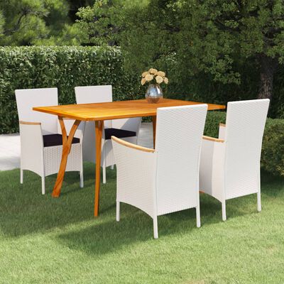 vidaXL Set de mobilier pentru grădină, 5 piese, alb