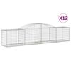 vidaXL Coșuri gabion arcuite 12 buc, 300x50x60/80 cm, fier galvanizat