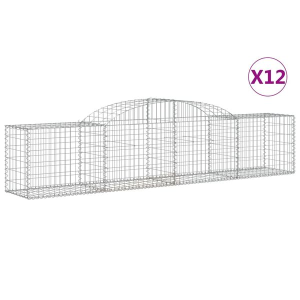 vidaXL Coșuri gabion arcuite 12 buc, 300x50x60/80 cm, fier galvanizat