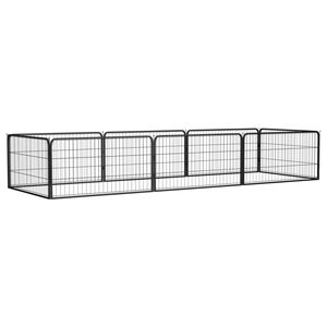 vidaXL Țarc c&acirc;ini 8 panouri negru 100x50 cm, oțel vopsit electrostatic