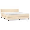 vidaXL Pat box spring cu saltea, crem, 160x200 cm, material textil