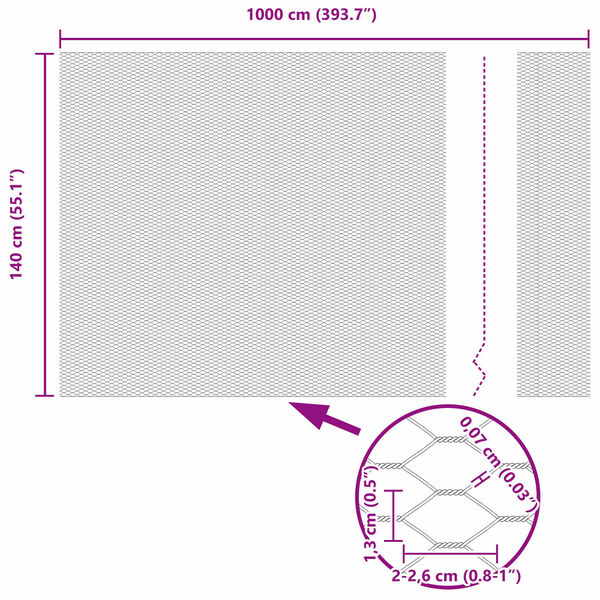 vidaXL Gard hexagonal Verde 1.4 x 10 m Oțel