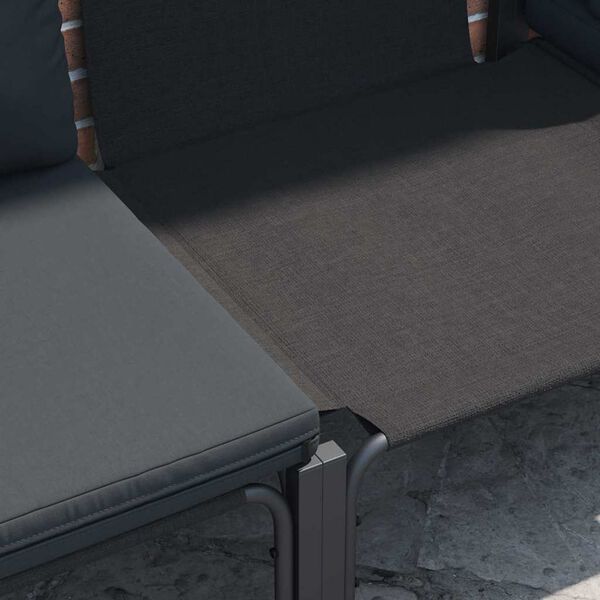 vidaXL Set de canapele pentru grădină cu pernă 13 pcs Negru Oțel