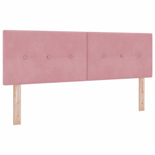 vidaXL Pat cu arcuri cu saltea cu headboard Roz 200 x 160 cm Catifea
