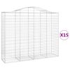 vidaXL Coș gabion arcuit, 15 buc, 200x50x160/180 cm, fier galvanizat