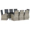 vidaXL Set de masă pentru grădină cu pernă 9 pcs Gri poliratan