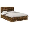 vidaXL Cadru de pat Stejar fumuriu 140 x 200 cm Lemn prelucrat
