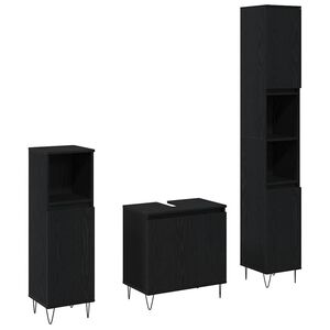 vidaXL Set de mobilier pentru baie 3 pcs Stejar Negru 30 x 30 x 190 cm