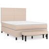 vidaXL Pat box spring cu saltea, cappuccino, 140x190cm piele ecologică