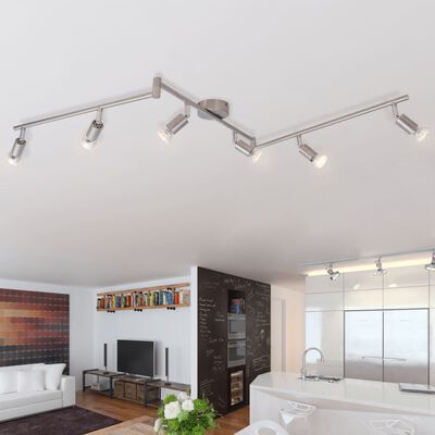vidaXL Lampă de tavan din nichel satinat cu 6 spoturi LED
