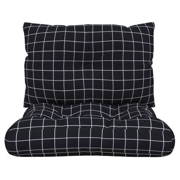 vidaXL Perne pentru paleți, 2 buc, negru, model carouri, textil oxford