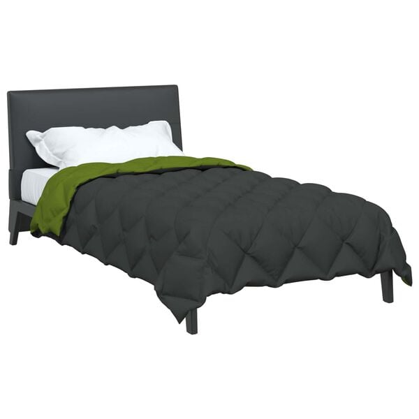 vidaXL Duvet de iarnă Verde și Antracit 220 x 135 cm Microfibră