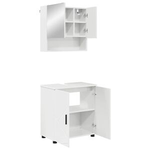 vidaXL Set de mobilier pentru baie Pe perete cu ușă 2 pcs Alb lucios