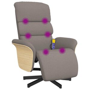 vidaXL Fotoliu masaj rabatabil cu suport picioare, gri taupe, textil