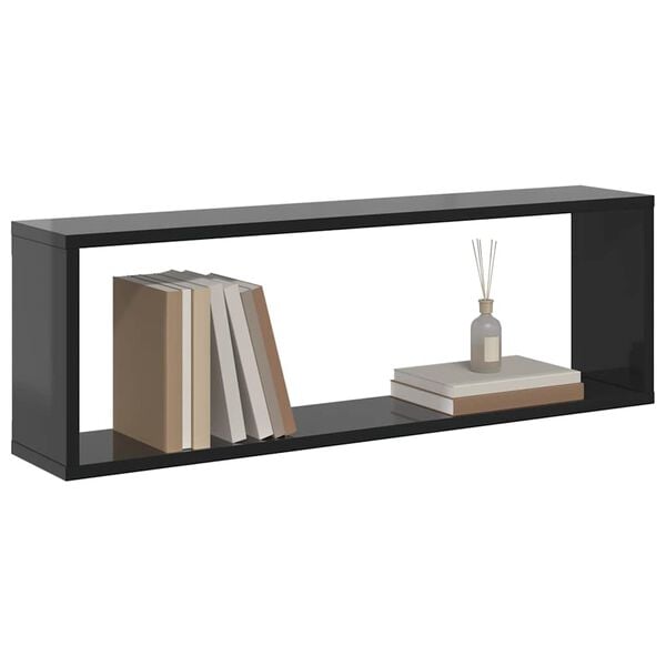 vidaXL Rafturi de perete cub, 2 buc. gri extralucios 80x15x26,5 cm PAL