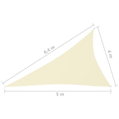 vidaXL Pânză parasolar, crem, 4x5x6,4 m, țesătură oxford, triunghiular