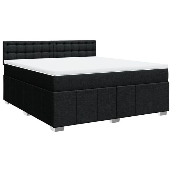 vidaXL Pat box spring cu saltea, negru, 180x200 cm, catifea