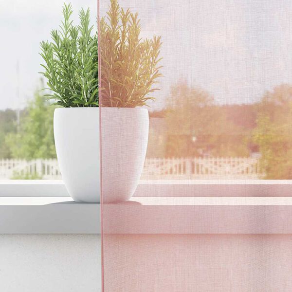 vidaXL Perdele Voile cu Oelii 2 buc Roz deschis 140x300 cm