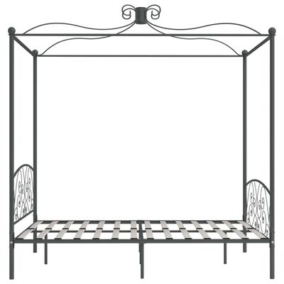 vidaXL Cadru de pat cu baldachin, gri, 180 x 200 cm, metal