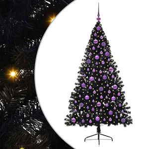 vidaXL Pom de Crăciun artificial pre-iluminat Negru 180 cm PVC