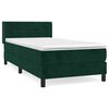 vidaXL Pat box spring cu saltea, verde &icirc;nchis, 90x200 cm, catifea