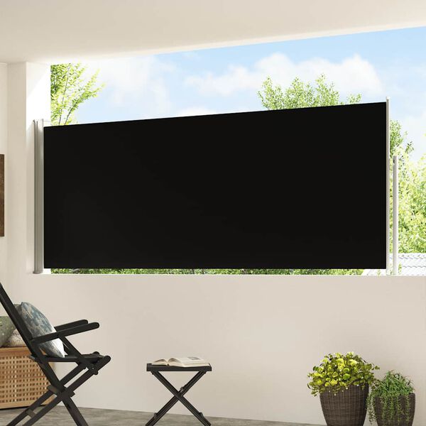 vidaXL Copertină laterală retractabilă de terasă, negru, 120x500 cm