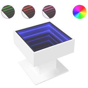 vidaXL Măsuță de cafea cu LED, alb, 50x50x45 cm, lemn prelucrat