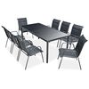 vidaXL Set mobilier de exterior, 9 piese, negru, oțel
