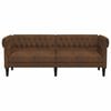 vidaXL Canapea Chesterfield cu 3 locuri, maro, material textil