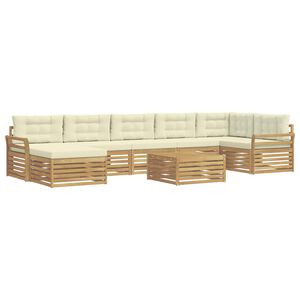 vidaXL Set de canapele de exterior 8 buc. Alb și crem