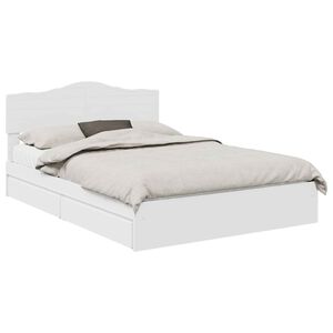 vidaXL Pat cu storage cu headboard Alb 140 x 200 cm Lemn compozit