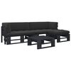 vidaXL Set mobilier paleți cu perne, 4 piese, negru, lemn pin tratat