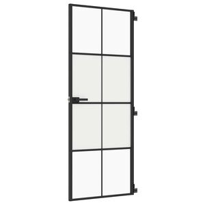vidaXL Ușă de interior negru 76x201,5 cm sticlă securiz./aluminiu slim